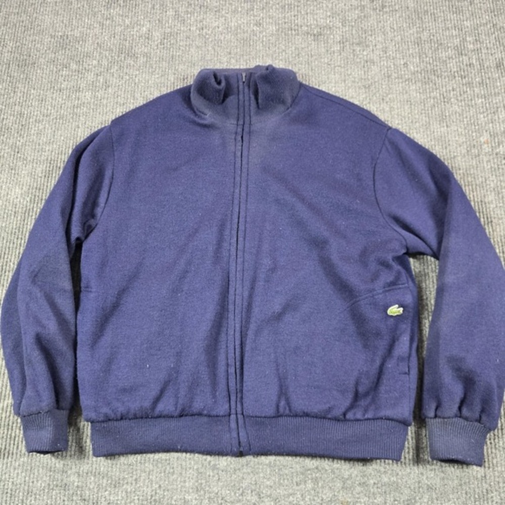 Vintage Izod Lacoste Jacket Mens XL Blue Nylon Bomber Lined‎ Full Zip Reversible